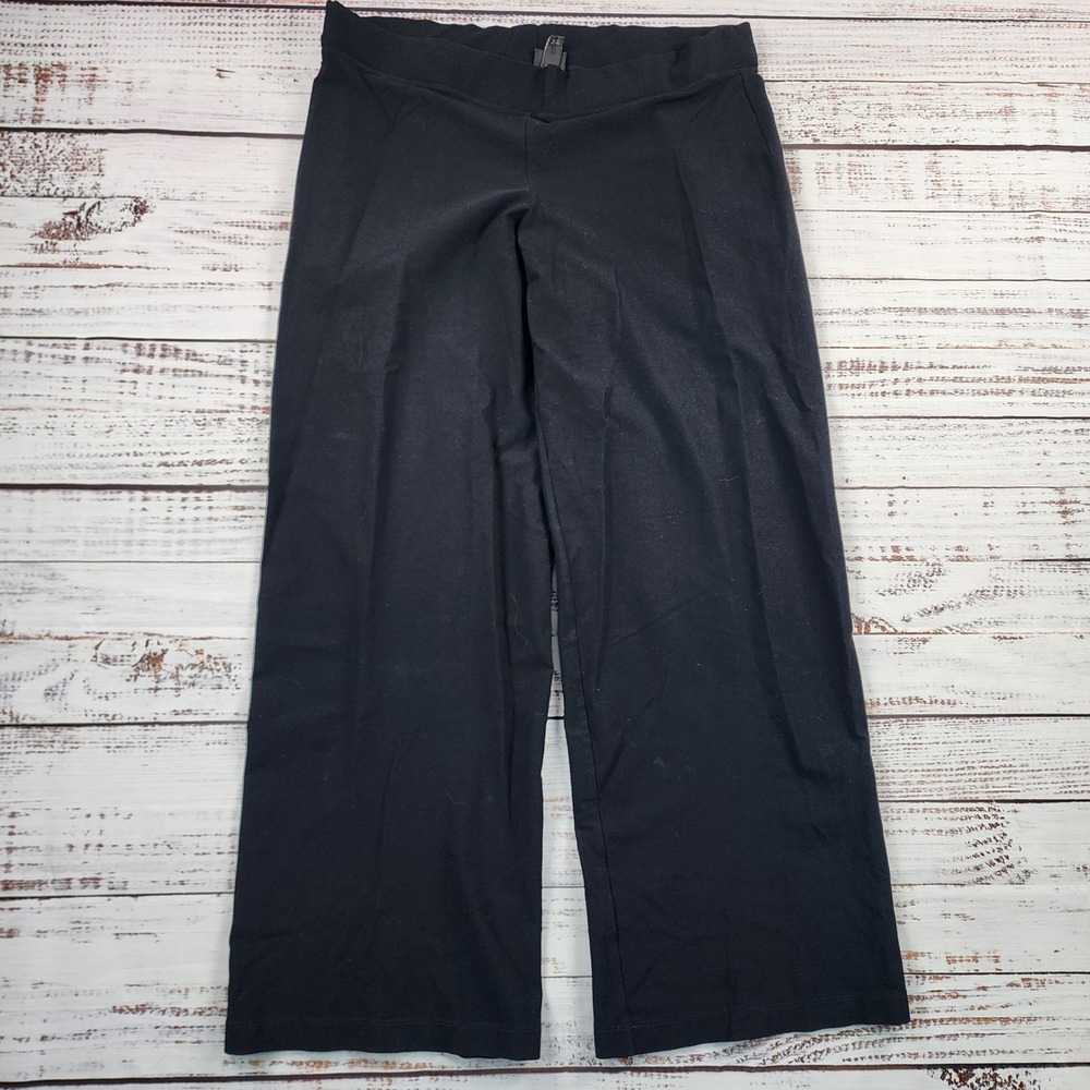 Eileen Fisher Womens Black Wide Leg Pull On Pants Relaxed Workwear Size M
